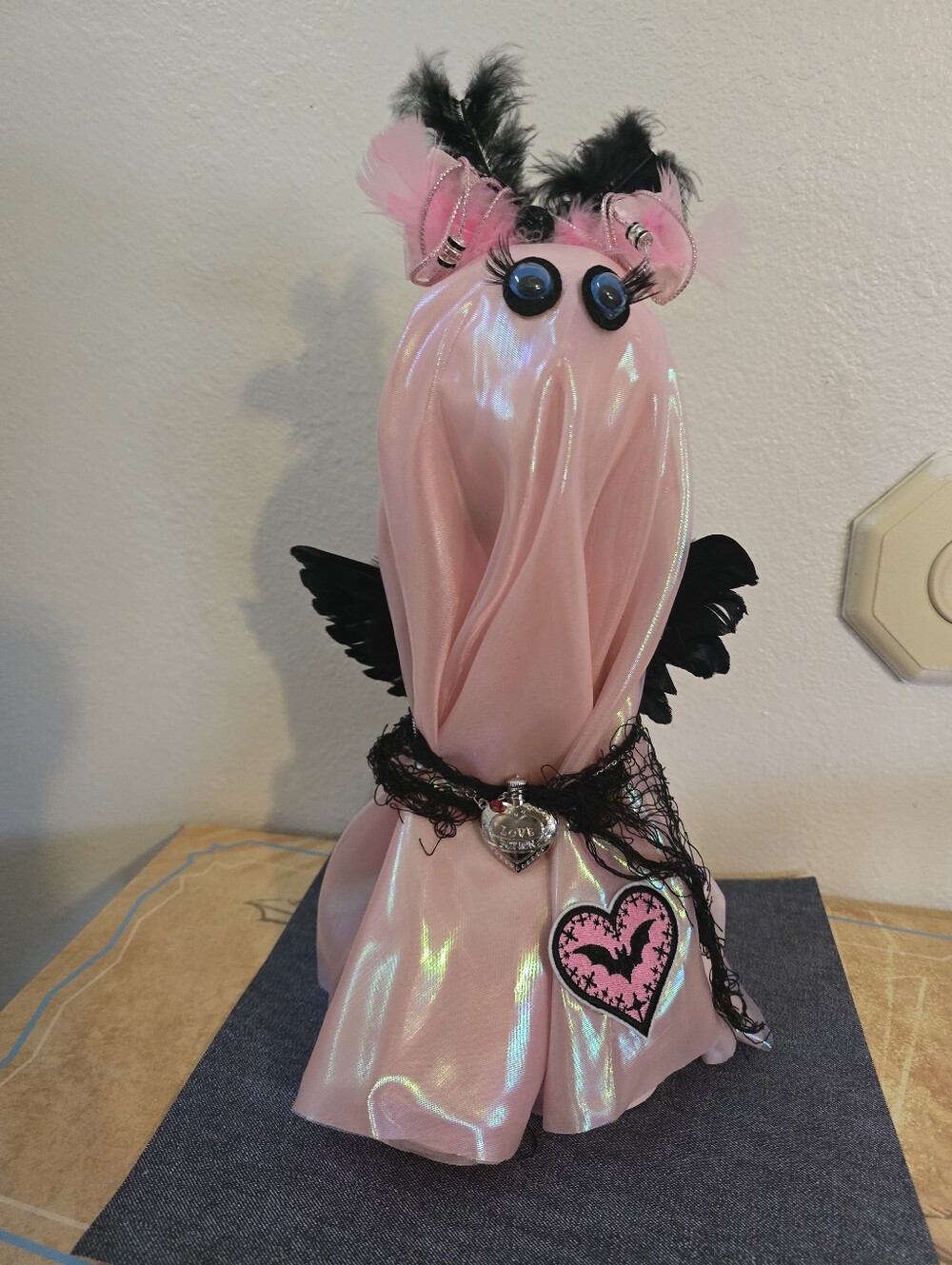 CustomPink Iridescent Ghost With Angel Wings And Extendable Legs